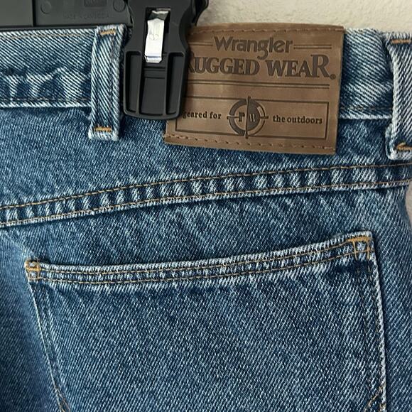 Vintage Wrangler rugged wear two toned jeans workwear Y2K 90s brush guard 40 - Picture 12 of 14